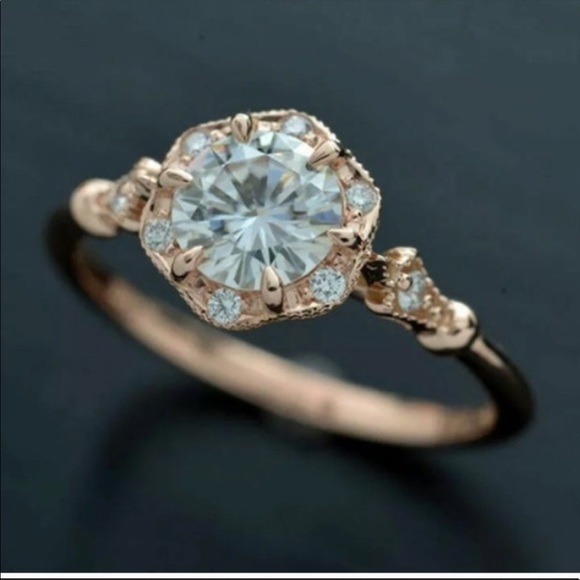 New Rose Gold Filled White Sapphire Ring - Picture 3 of 5